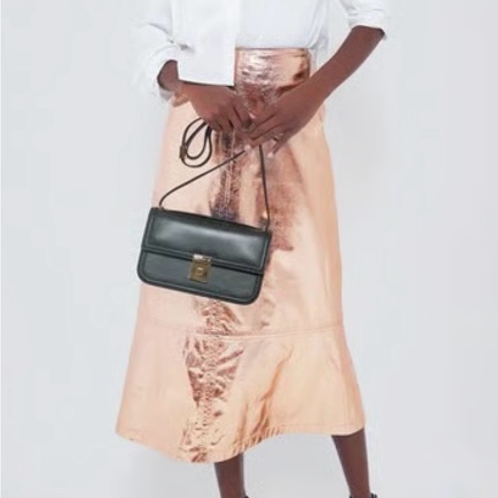 NWT Tuckernuck + India Hicks Gold Metalic London Midi Skirt